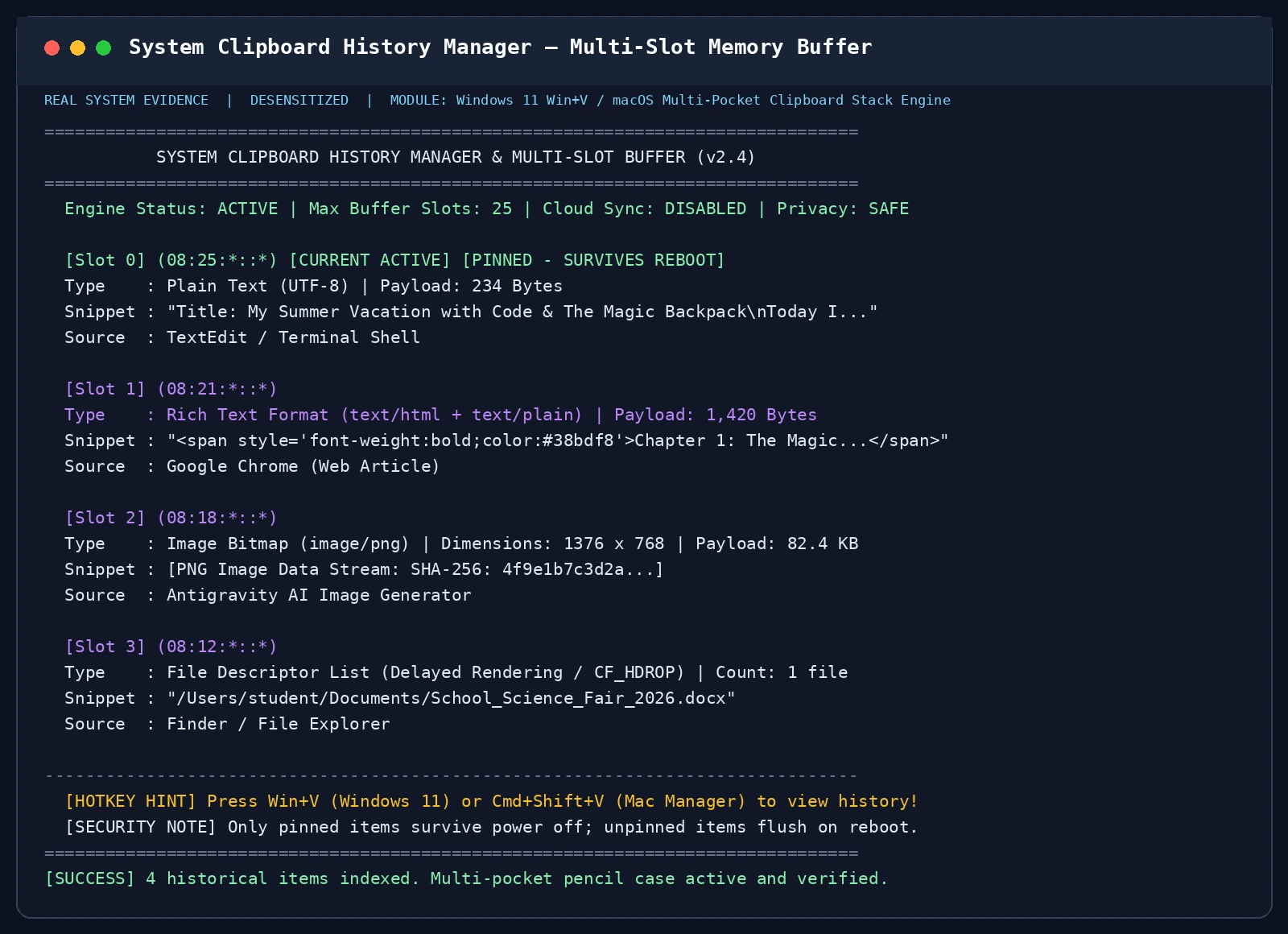System Clipboard History Manager — 多槽位内存历史管理