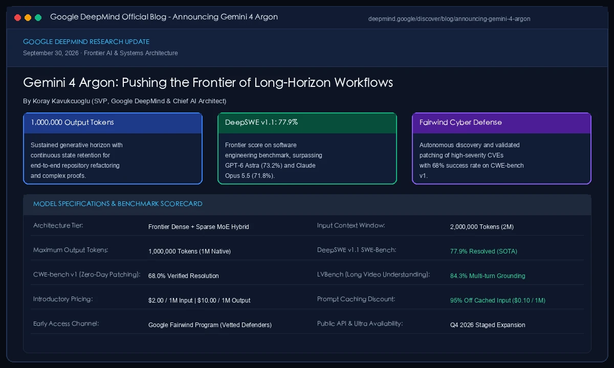 实录截图：Google DeepMind 官方博客官宣 Gemini 4 Argon 核心规格与模型全貌