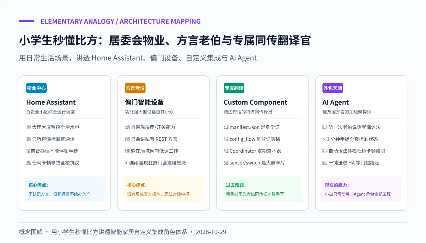小学生秒懂比方图：居委会物业、方言老伯、专属同传翻译官与 AI 外包天团