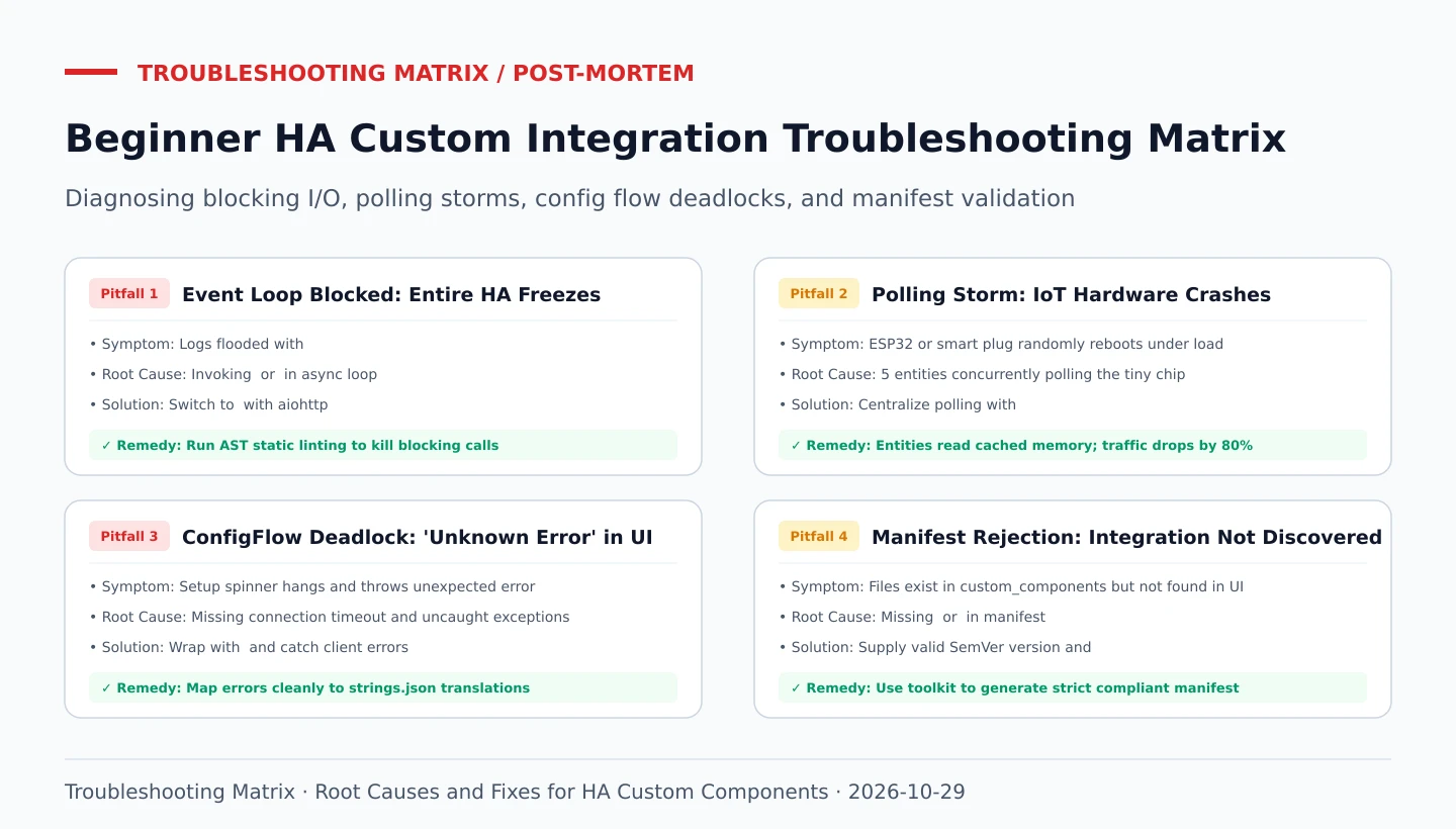 Troubleshooting Matrix: Beginner Failure Symptoms & 4-Quadrant Troubleshooting Matrix