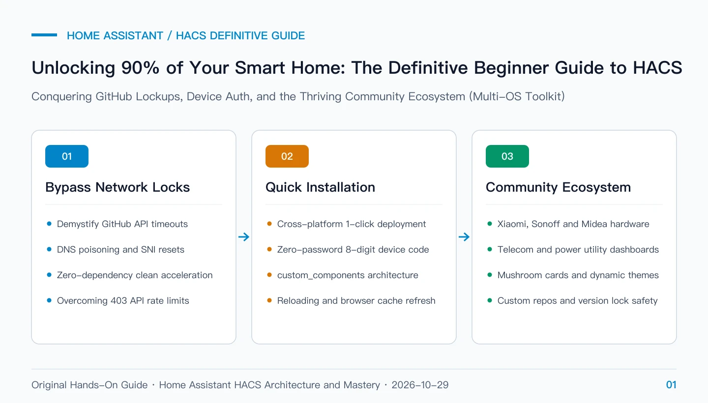 Cover: Unlocking 90% of Your Smart Home: The Definitive Beginner Guide to Home Assistant HACS