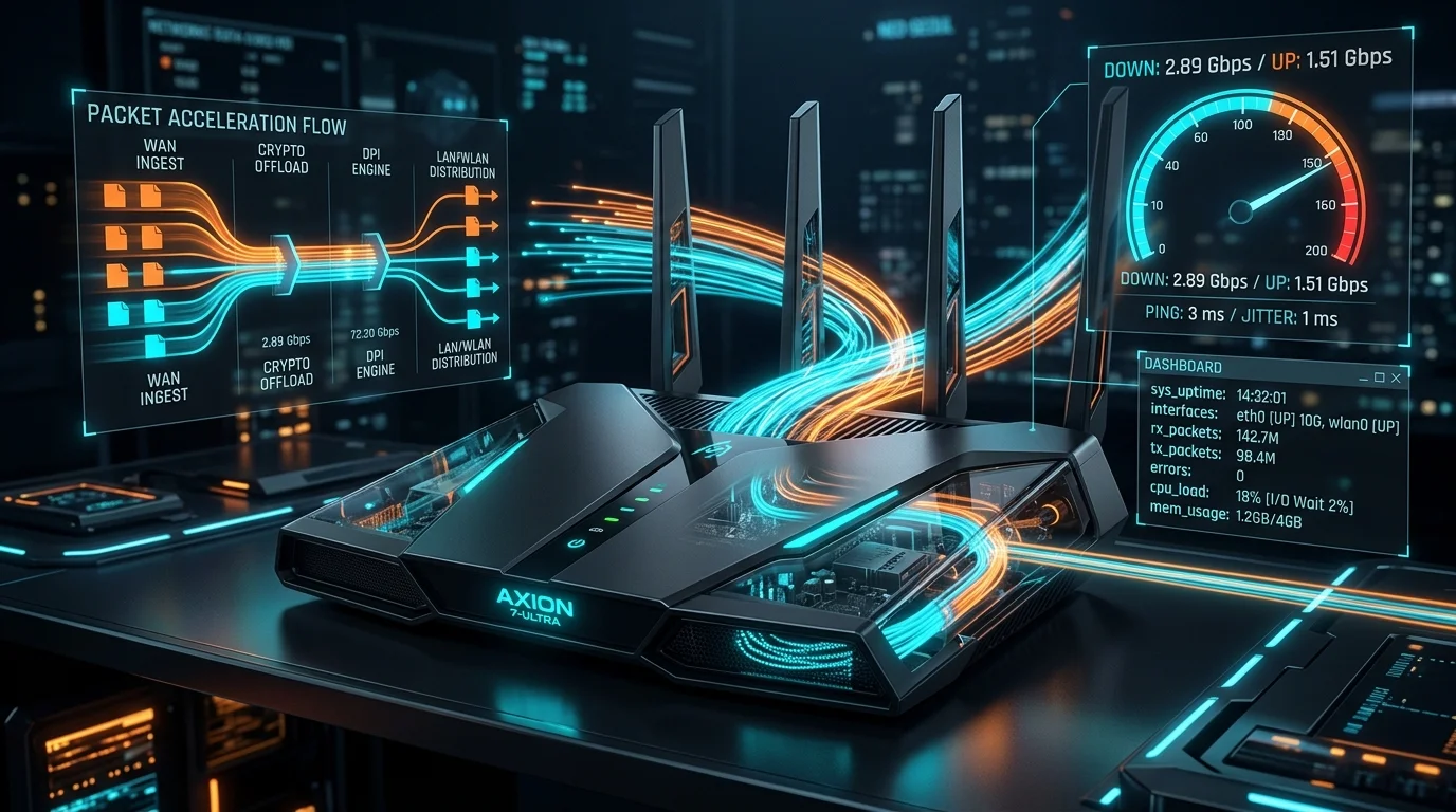 AI Generated Cover: ImmortalWrt Hardware Acceleration & Gigabit Throughput