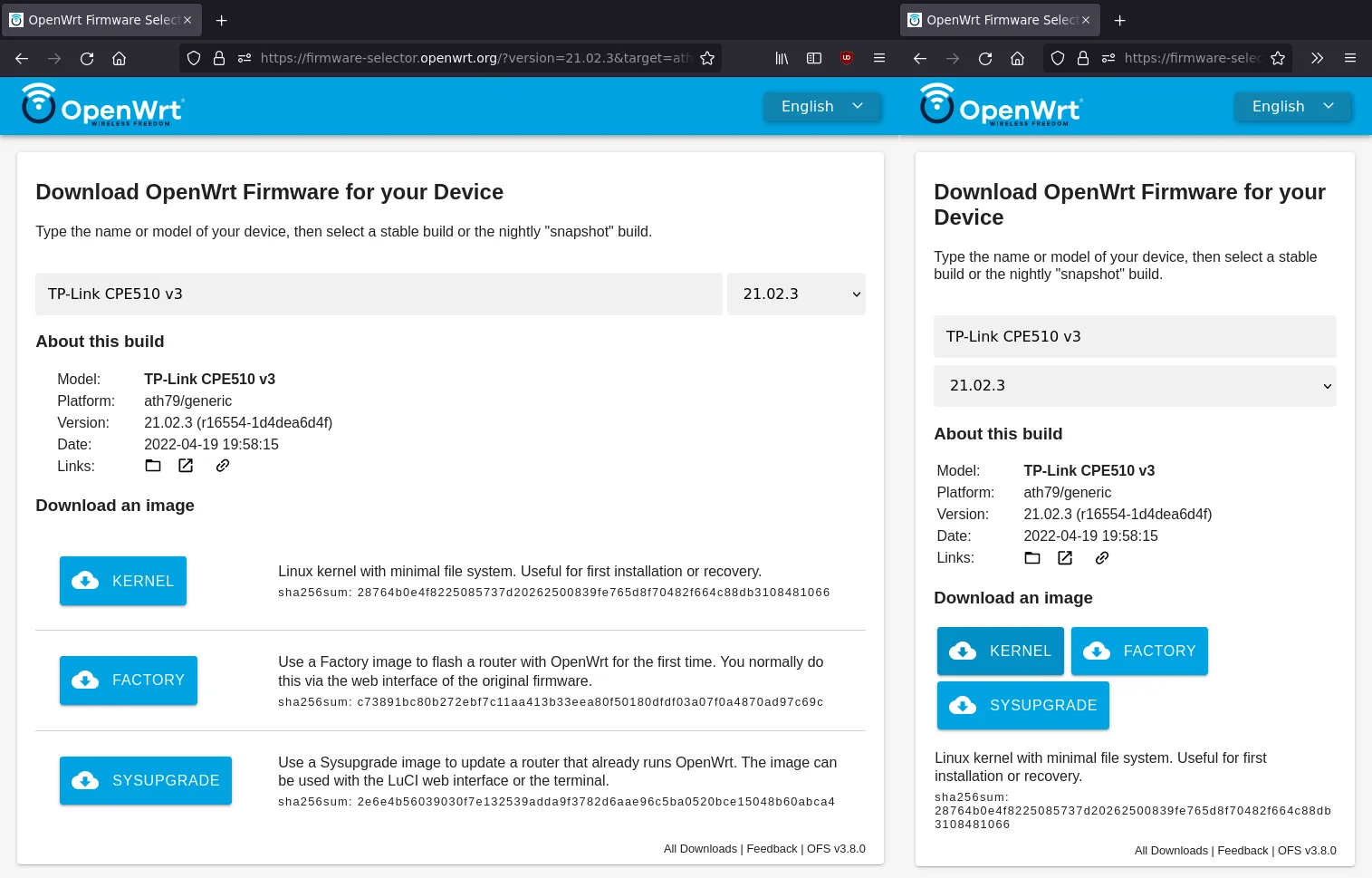 ImmortalWrt Web Firmware Selector Screenshot