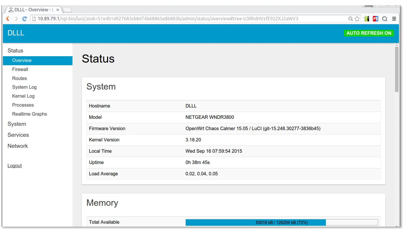 LuCI System Status Overview