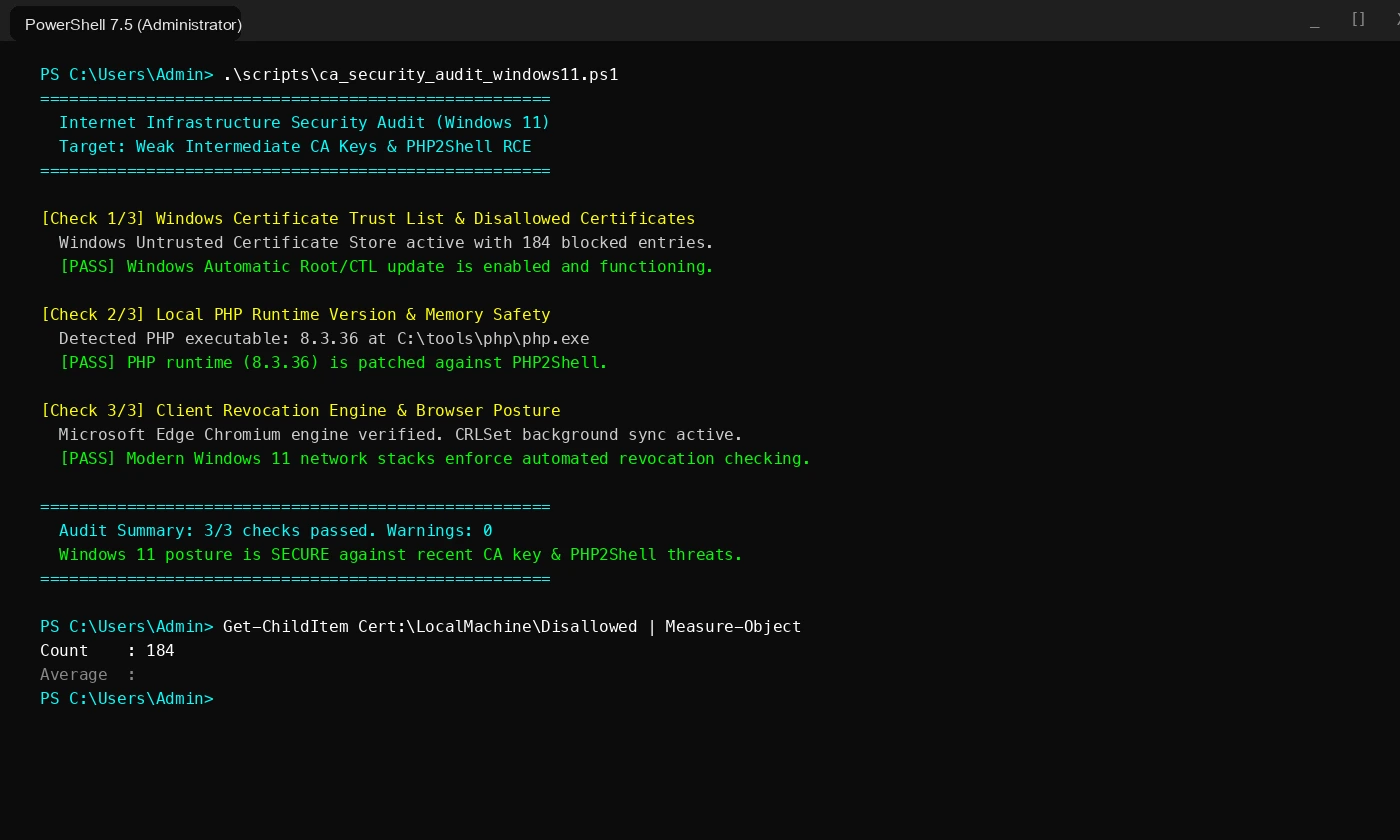 Windows 11 PowerShell 自动化检测脚本实况截图