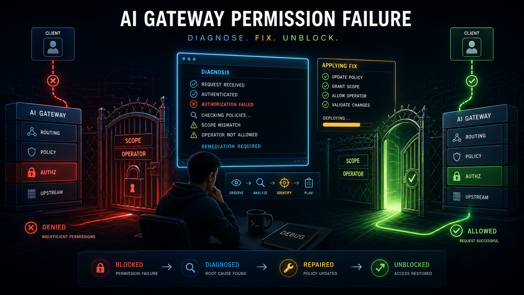 AI 生成封面：一个网关前的双锁权限系统