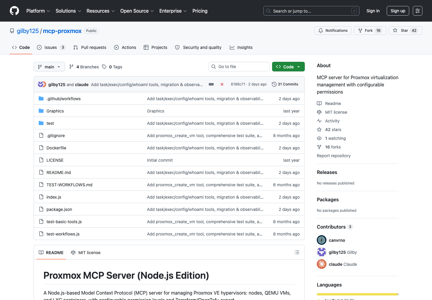 Proxmox MCP 开源项目真实页面截图