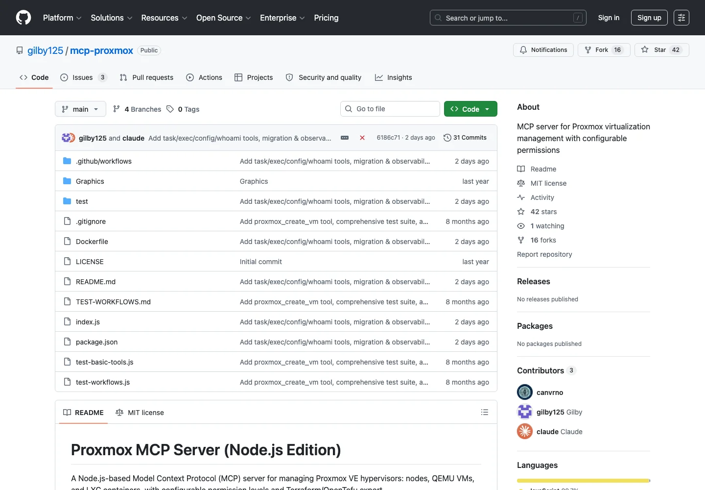 Proxmox MCP 开源项目真实页面截图