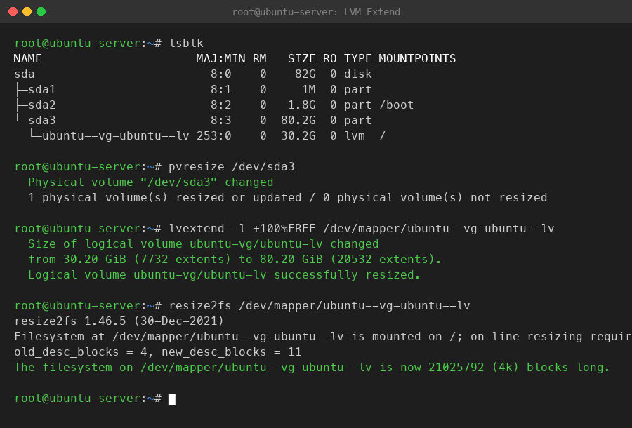 LVM 扩容命令执行过程