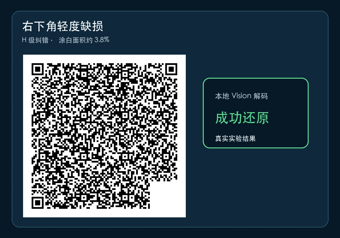 右下角轻度缺损的 H 级二维码