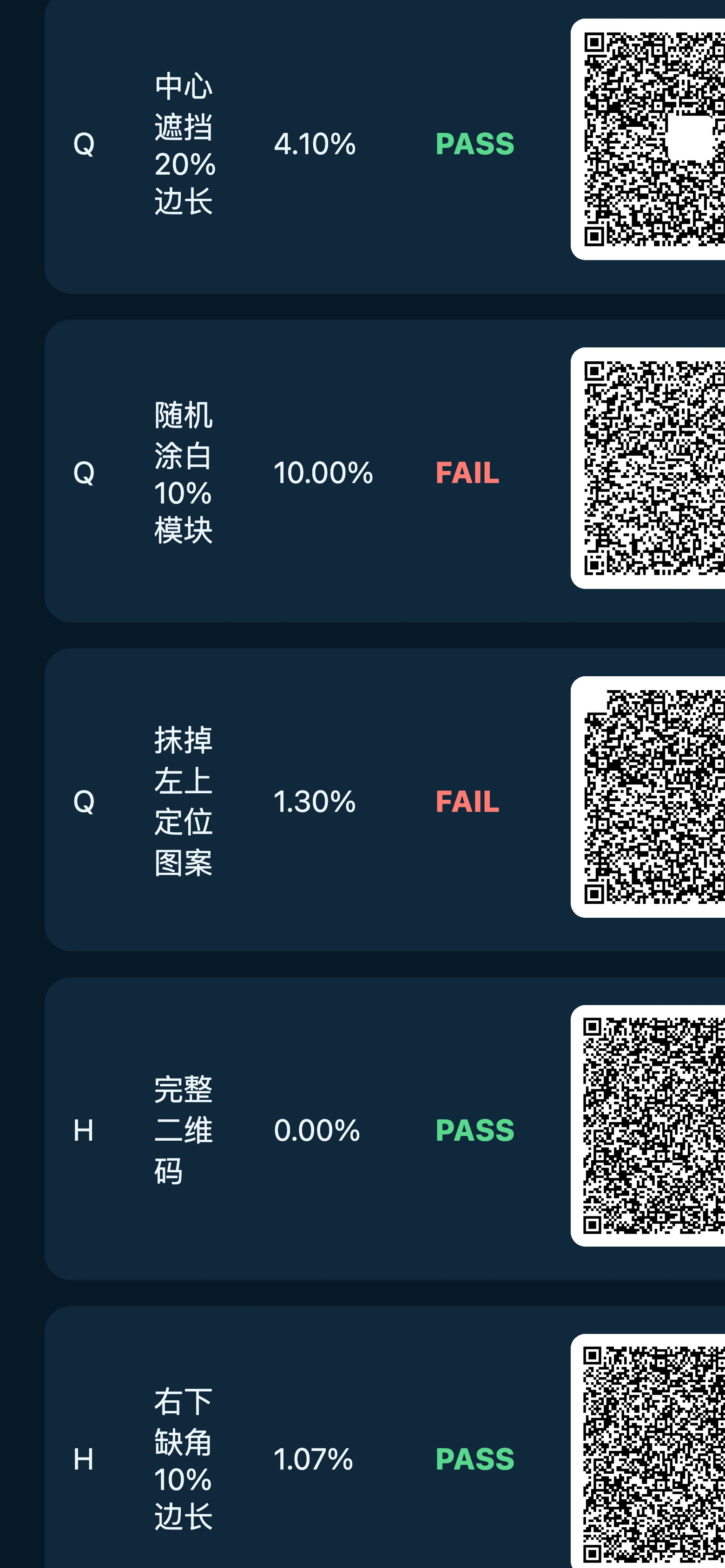 本地实验报告手机截图：不同纠错等级