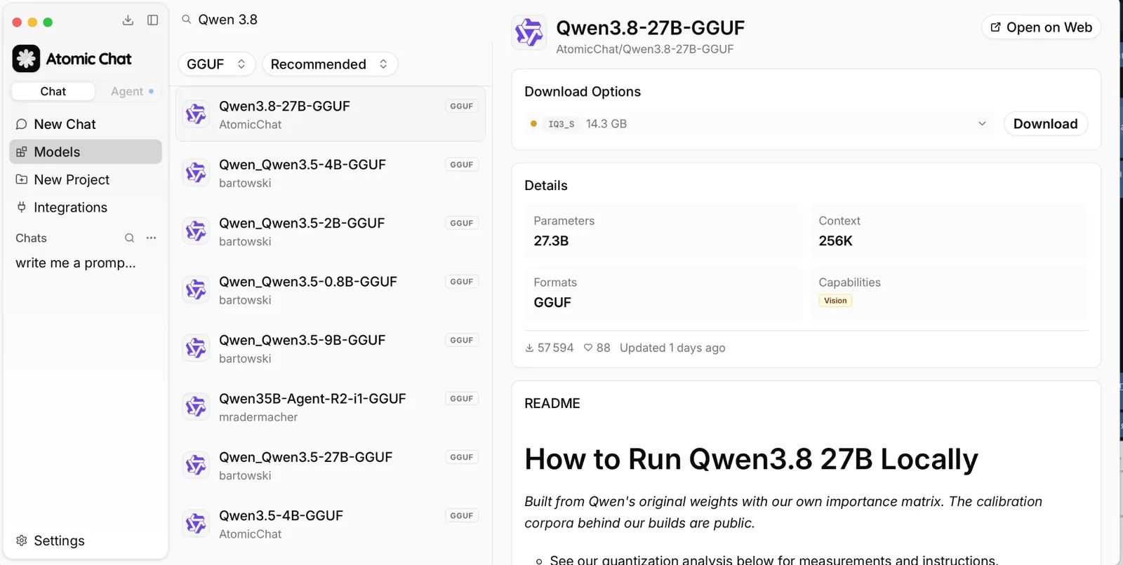真实截图：在客户端模型页搜索 Qwen 3.8。