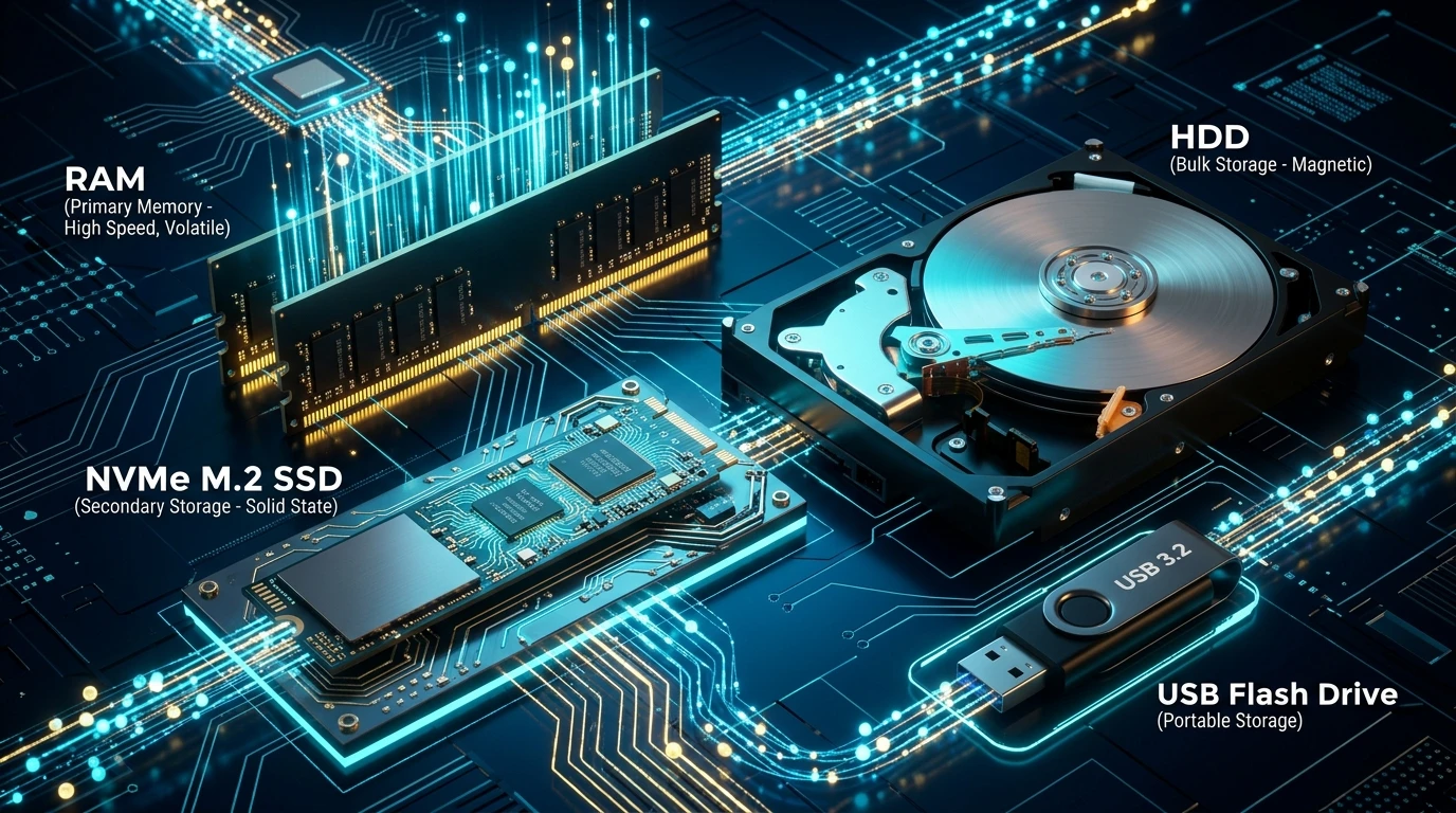 AI 生成封面:计算机存储全景世界与微观架构