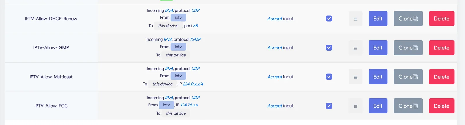 Firewall rules, real screenshot
