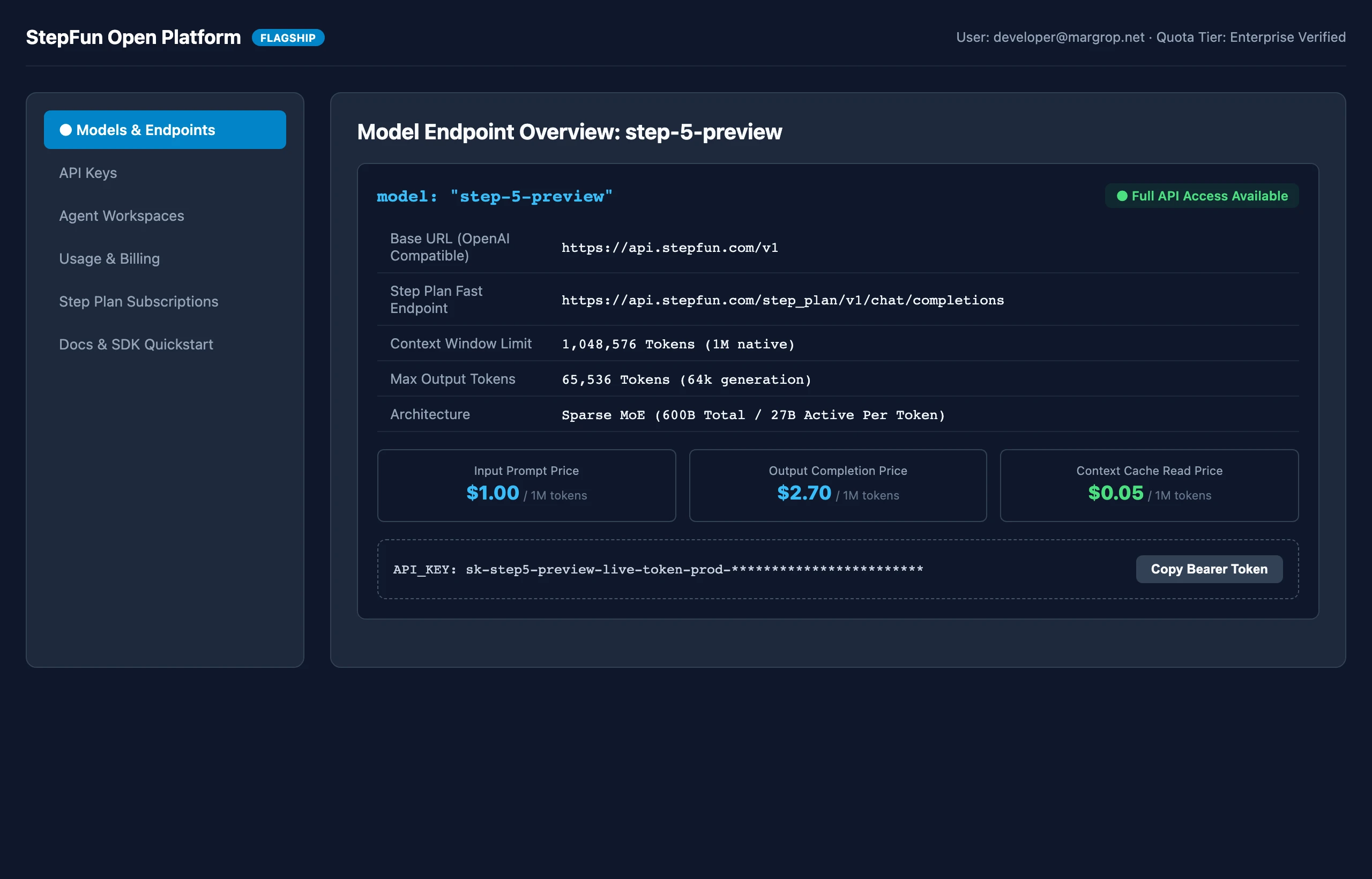 阶跃星辰开发者平台后台实测：兼容 OpenAI 规范的统一网关与阶梯定价概览