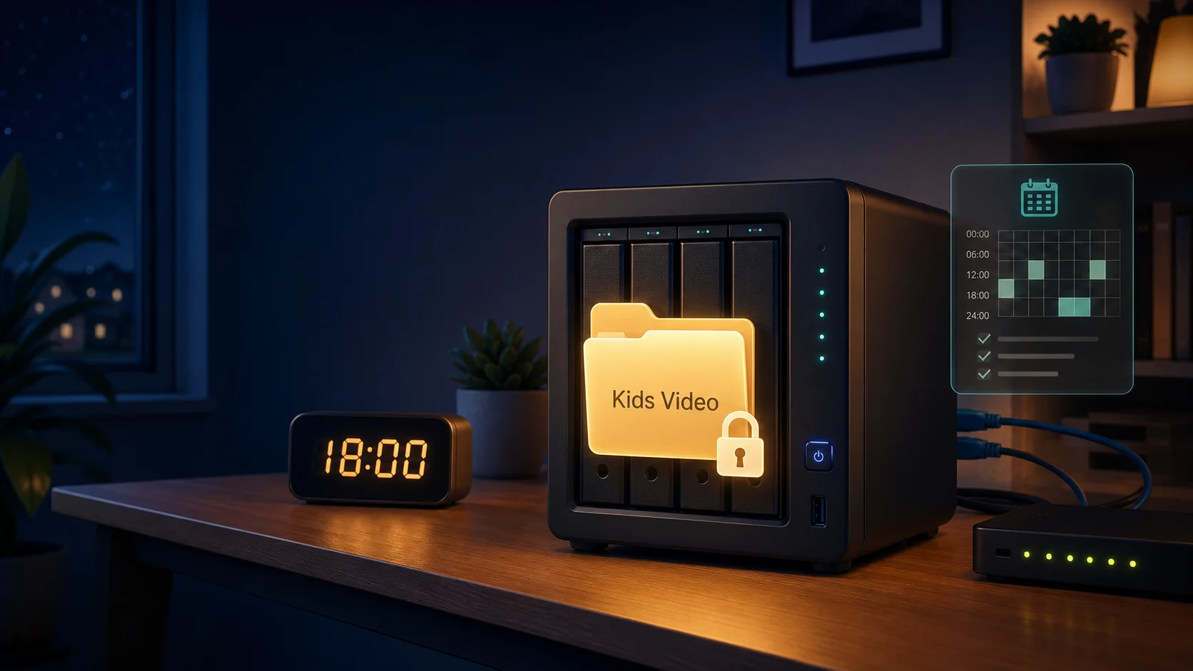 Original cover: the kids&rsquo; video folder is locked by schedule