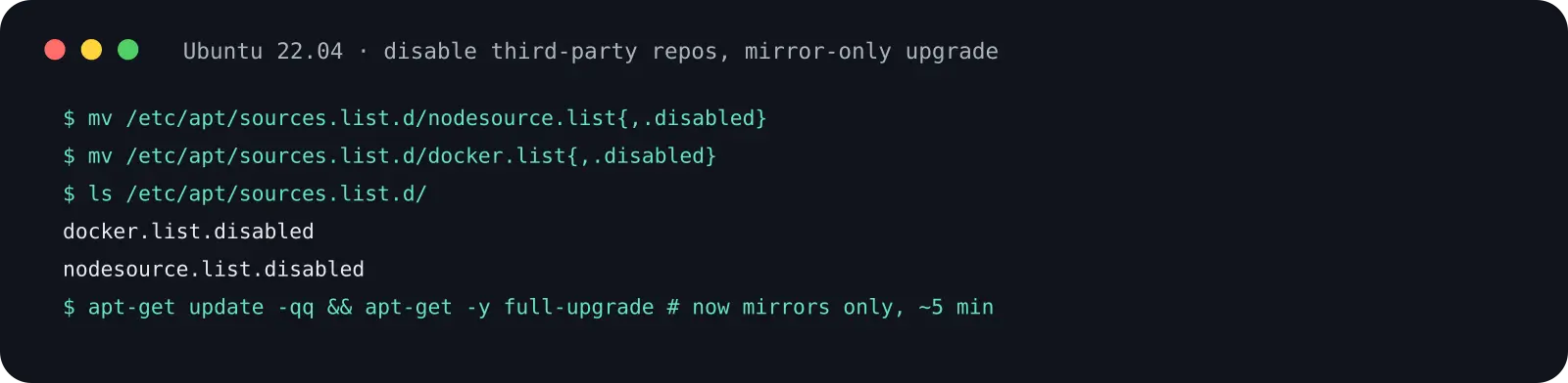 Third-party repos disabled, full upgrade finished