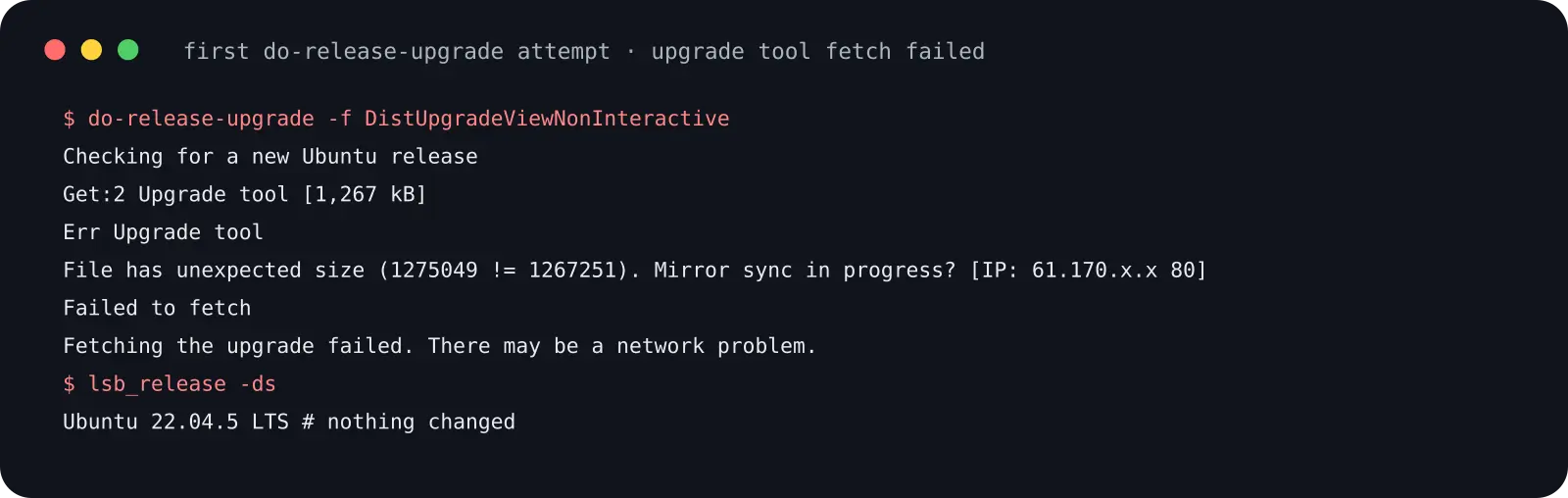 The upgrade tool download failed