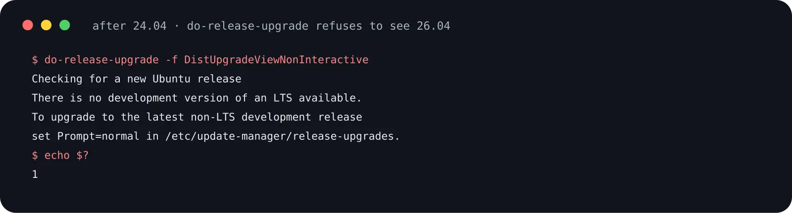 The upgrader claims no LTS is available