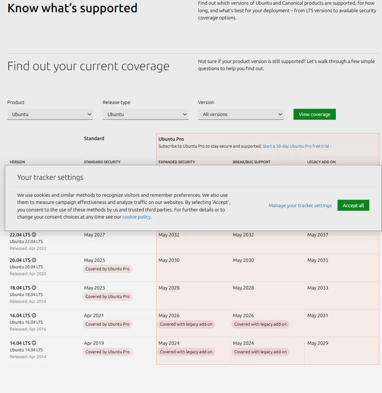 Ubuntu’s official release cycle page