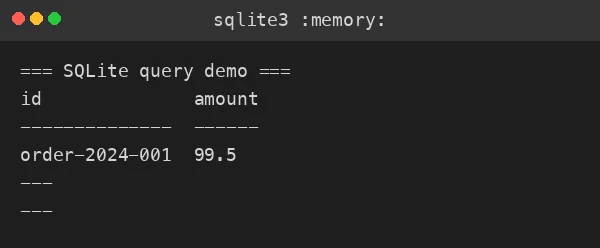 SQLite 真实查询结果：ASCII 连字符能查到记录，EN DASH 查不到