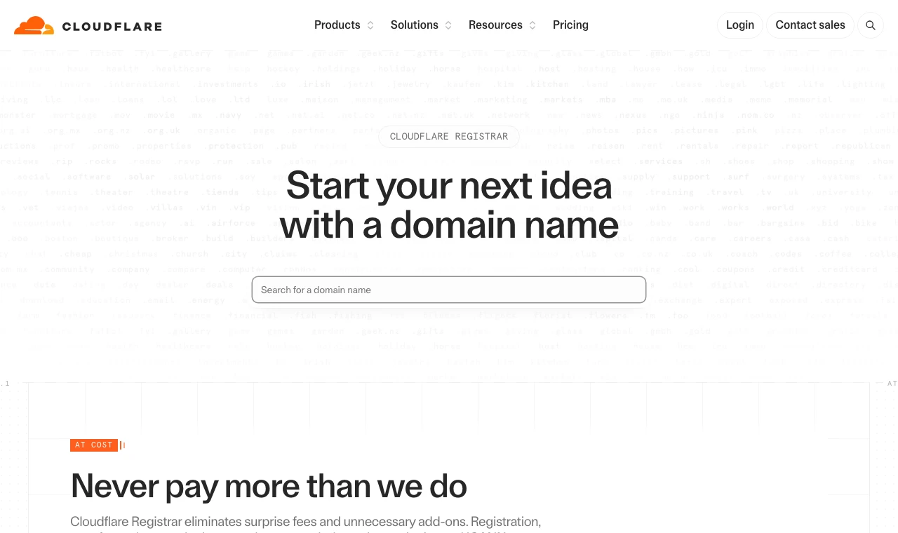 实录证据:Cloudflare Registrar 官方承诺按成本直供,零隐藏中间差价