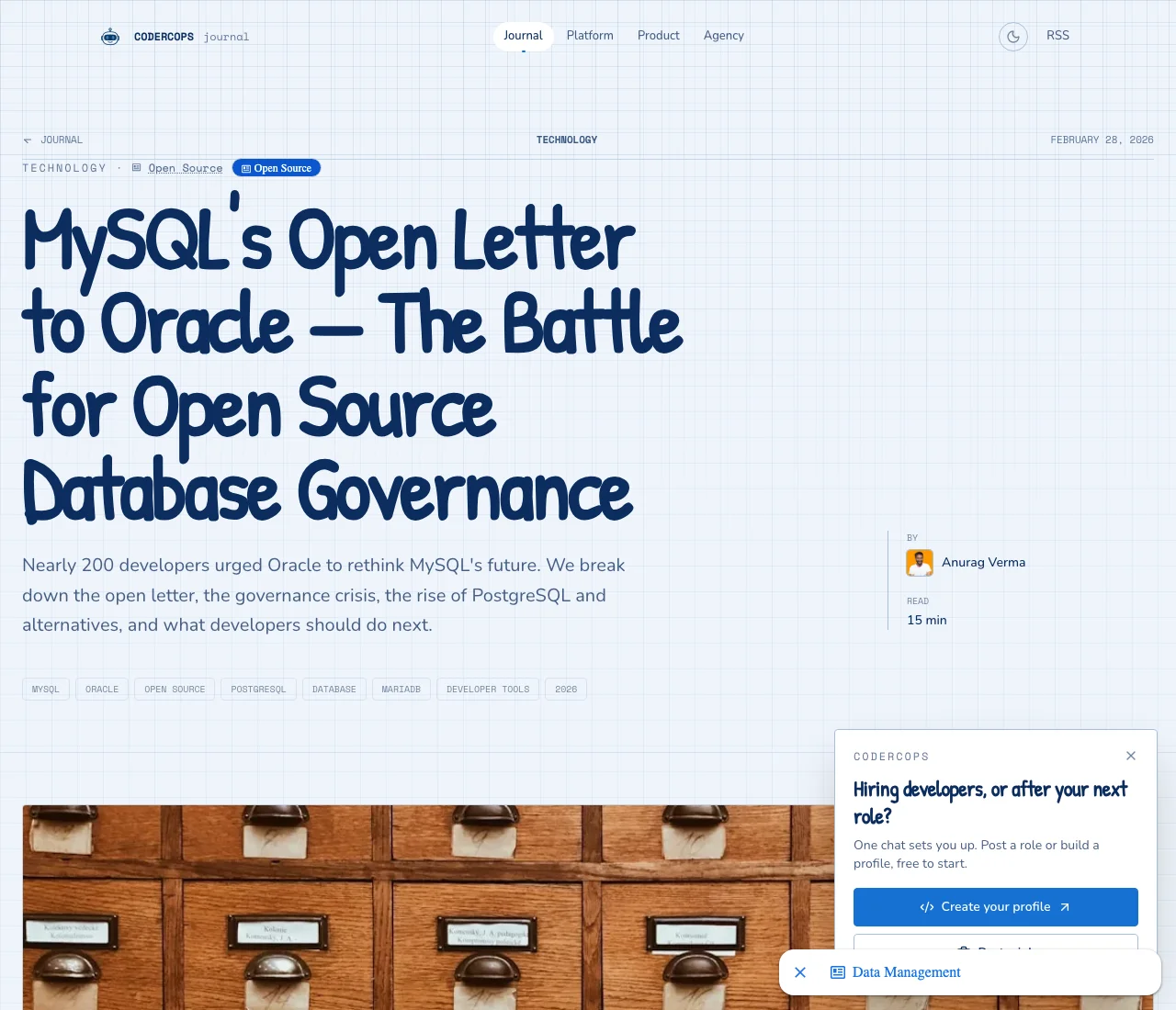 真实截图：MySQL 社区联名公开信的相关报道。